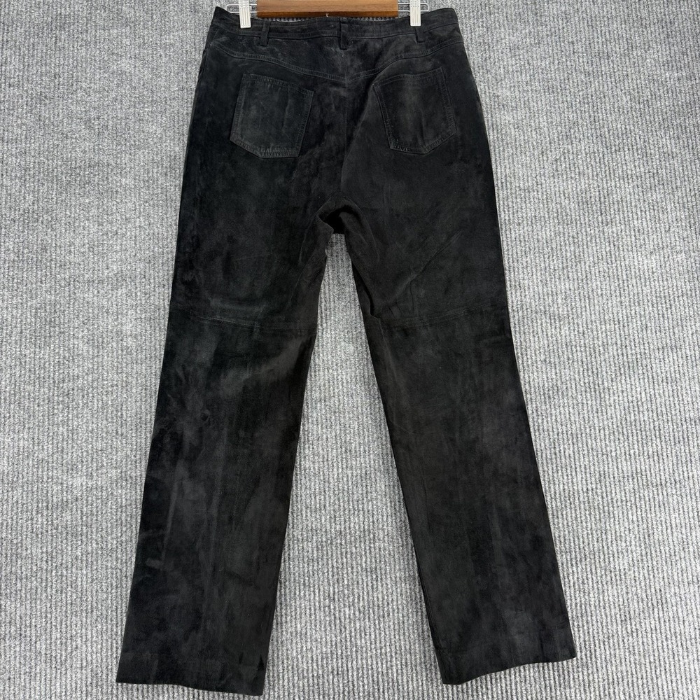 Vintage Worth Petite Leather Pants Black Suede Straight Leg High Rise Women's 10